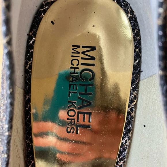 Michael Kors size 9 brown and metallic gold platform peep toe heel EUC - Picture 8 of 8
